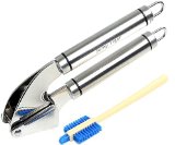 Jump Tiger Stainless Steel Garlic Press Garlic Mincer and Cleaning Brush Set