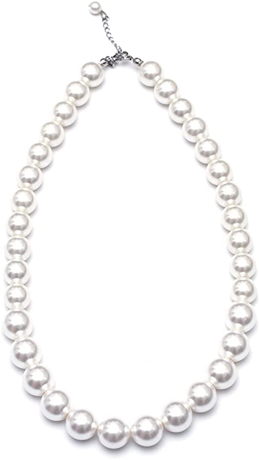 WELLKAGE Pearl Necklace for Girls (White) Ecofriendly Synthetic-resin