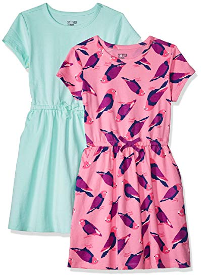 Spotted Zebra Girls' Toddler & Kids 2-Pack Knit Short-Sleeve Cinch Waist Dresses