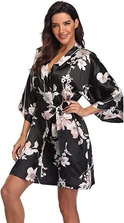 Women's Pure Short Silky Robes Bridesmaid Bride Party Satin Robes Sleepwear