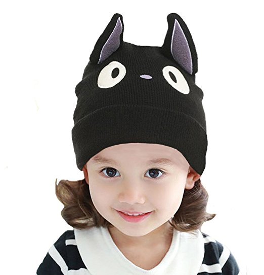 Myosotis510 Cute Parent-child Knitted Cat Bear Ear Cap Beanie Black