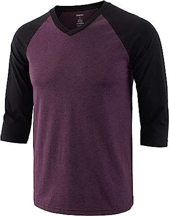 Vetemin Men's Casual Classic Slim Fit 3/4 Raglan Sleeve V Neck Workout Baseball Jersey T Shirts