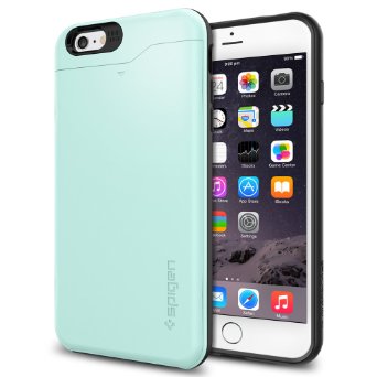 iPhone 6 Plus Case, Spigen® [Slim Armor CS] Card Holder [Mint] Card Holder Advanced Shock Absorption Protective Wallet Case for iPhone 6 Plus (2014) - Mint (SGP10912)