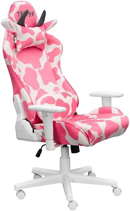Techni Sport 19.75" Modern Fabric Gaming Chair in Pink/White
