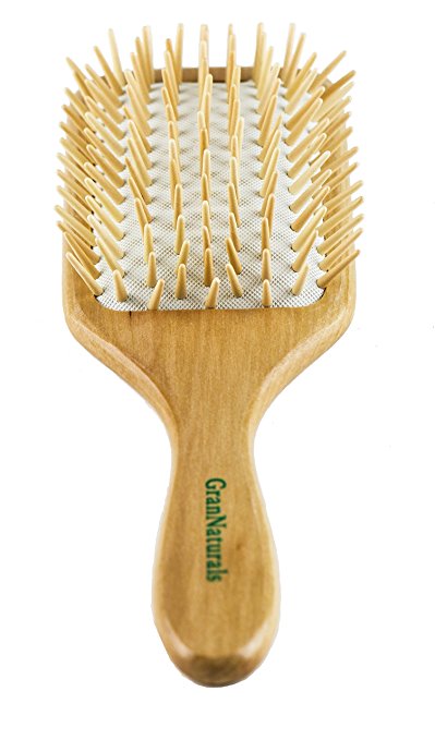 GranNaturals Detangling Wooden Bristle Paddle Hair Brush | Length 10.25" Width 3.5"