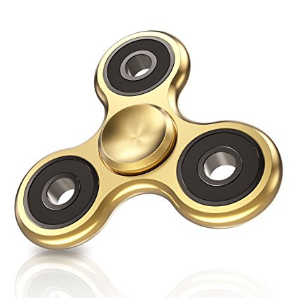 Fidget Spinner, HoneyAKE Tri Finger Spinner EDC Fidget Toy High Speed Stainless Steel Bearing Hand Spinner for EDC ADHD Focus Anxiety Stress Relief Boredom Killing Time (Gold)