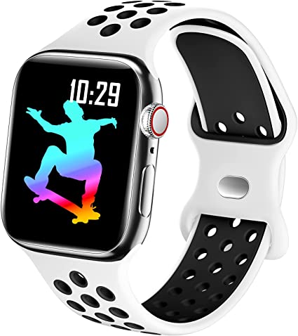 GeekSpark Sport Bands Compatible with Apple Watch Band 45mm 44mm 42mm 38mm 40mm 41mm Men Women, Breathable Waterproof Air Holes Strap Compatible with iWatch SE Series 7 6 5 4 3 2 1