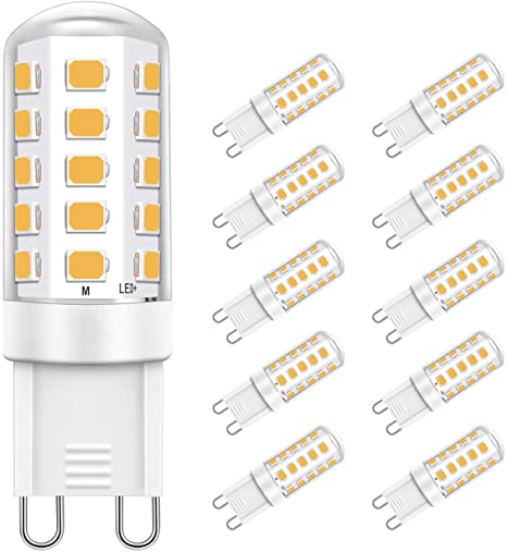 Jpodream® G9 LED Bulbs, 5W 32 x 2835 SMD Energy Saving Bulbs, 400LM, Equivalent to 40W Halogen Bulbs, Warm White 2700K, AC220-240V, 360° Beam Angle - 10 Pack