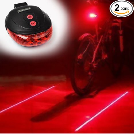 Bicycle Cycling Laser Tail Light 2 Laser & 5 LED 7 Modes Mountain Bike Safety warning Flashing Lamp Alarm Light Back Rear Led