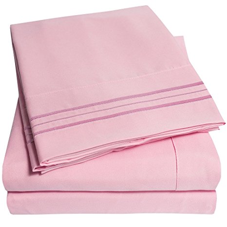 1500 Supreme Collection Bed Sheets - PREMIUM QUALITY BED SHEET SET & LOWEST PRICE, SINCE 2012 - Deep Pocket Wrinkle Free Hypoallergenic Bedding - Over 40  Colors - 4 Piece, Full, Pink