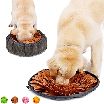 Snuffle Mat Pet Dog Slow Feeding Training Foraging Pad, Pet Dog Cat Interactive Fun Game Puzzle Toys, Non-Slip Smell Training Nosework Sniffing Blanket Mat Treat Feeder Bowl for Releasing Pressure