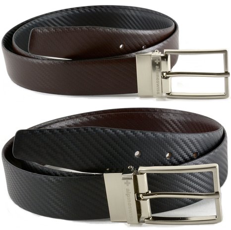 Alpine Swiss Mens Dress Belts Reversible Black Brown Leather Imported from Spain