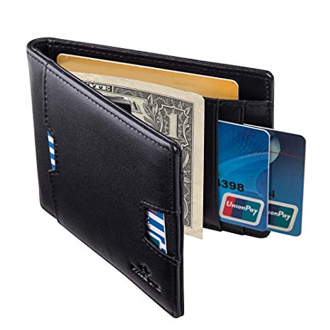 PAGE ONE Mens Wallet RFID Blocking Credit Card Holder Genuine Leather Slim Thin Bifold Business Card Case with Gift Box