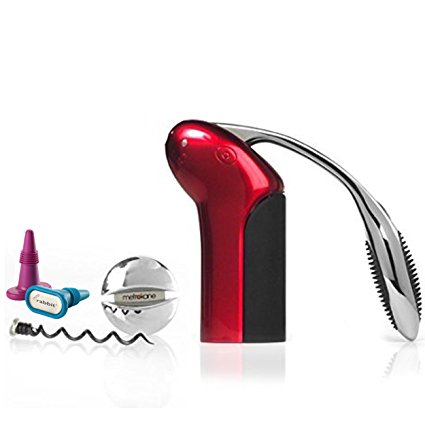 Rabbit Original Vertical Lever Corkscrew Wine Opener with Foil Cutter and Extra Spiral (Candy Apple Red) - Rabbit Wine and Beverage Bottle Stoppers with Grip Top