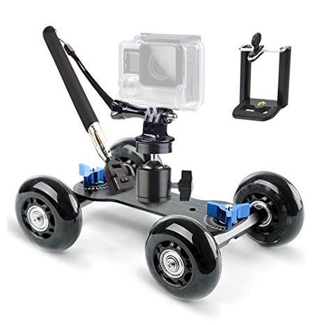 Selens Track Skater Dolly Kit Includes: Camera Dolly Table Top Slider, Mini Ball Head, Gopro Mount, Cellphone holder and Handheld Monopod Pole Selfie Stick for DSLR, Video and Camcorder
