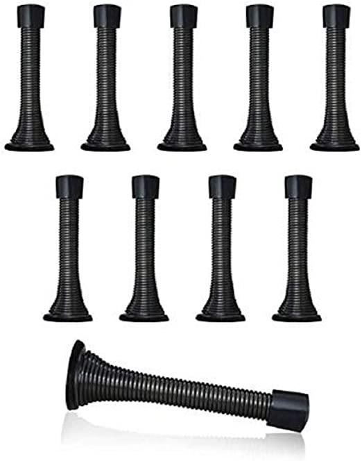 Spring Door Stops Stop with Safety Rubber Bumper Including Screws and Bottom Plate to Prevent The Door from Colliding with The Wall (Black 12)