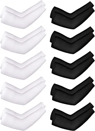 10 Pairs Cooling Sun Sleeves UV Protection Arm Sleeves Arm Cover Sleeve for Men Women