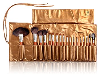 SHANY Pro Studio Quality ZGF Premium Goat Hair Brush Set with Wooden Handle and Golden Pouch