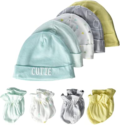 Gerber Baby 9-Piece Cap and Mitten Bundle, Elephant Dream, Newborn