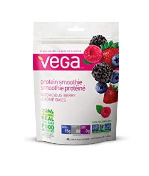 Vega Protein Smoothie Bodacious Berry (12 Servings, 9.2 oz) - Plant Based Protein Powder, Gluten Free, Non Dairy, Vegan, Non Soy, Non GMO