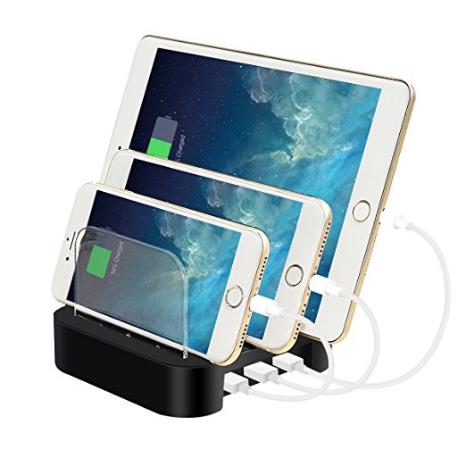 Charging Station, ELEGIANT Universal 3-Port USB Smart Charging Station Dock 2-In-1 Desktop Charging Stand Organizer and Portable Travel USB Charger for Smartphone Tablet And More 3 Ports