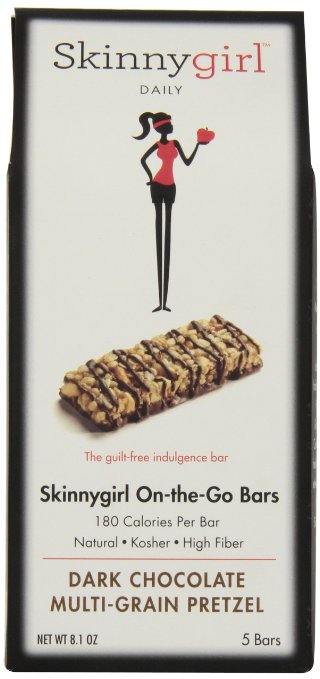 Skinny Girl On The Go Protein Bar, Dark Chocolate Multigram Pretzel, 5 Count