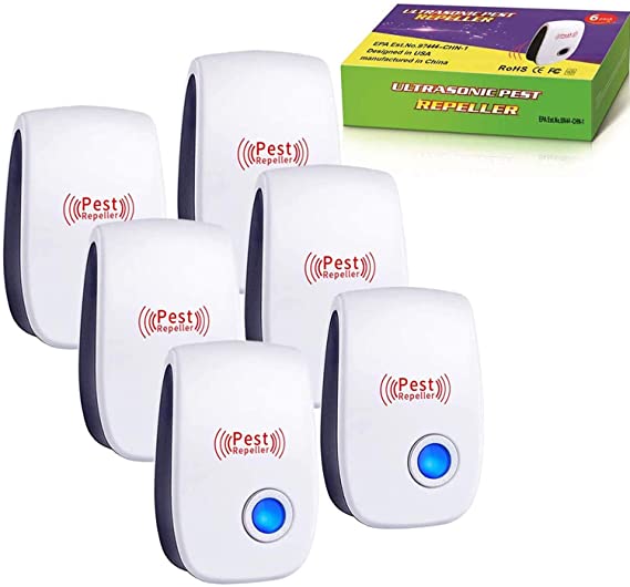 Ultrasonic Pest Repeller, 6 Packs Pest Repellent Plug in, Ultrasonic Pest Control, Indoor for Home, Bedroom, Living Room, Kitchen, Bathroom, Office, Warehouse