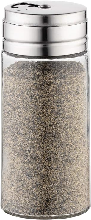 Fox Run 5167 Glass Spice Jar with Stainless Steel Shaker Lid, 6 Ounce, Clear Container for Seasonings, Small