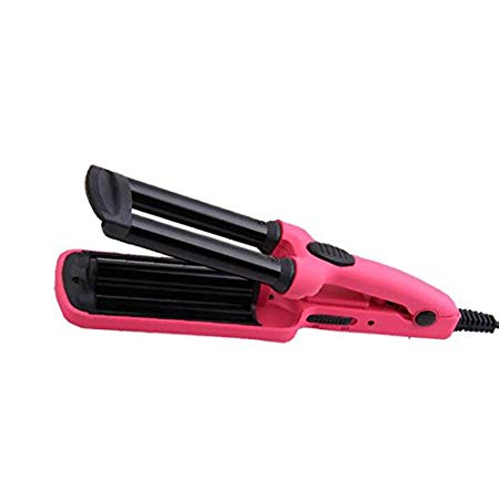 Short Hair Curling Iron, 3 Barrels Hair Wave Waver Hair Curlers Rollers Styling Tools Fast Heating Titanium Automatic Ceramic for Multiple Styles Home/Travel/Salon Curlers (Pink)