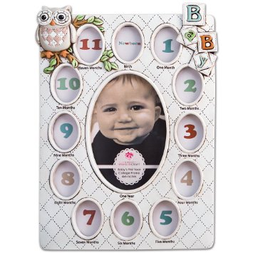 Baby's First Year Collage Picture Frame Holds 13 Photos From Birth - Age 1