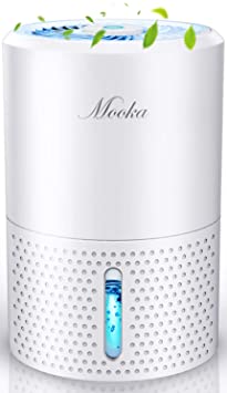 MOOKA Small Dehumidifier, 2200 Cubic Feet (220 Sq ft), 34oz (1000ml) Water Tank 2021 Upgraded Dehumidifier for Home, Room, Kitchen, Closet, Basement, Bathroom, RV, Mini Dehumidifier, Auto Shut Off