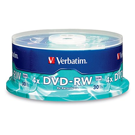 Verbatim 4.7GB 4X Branded DVD-RW (30pk Spindle) 95179