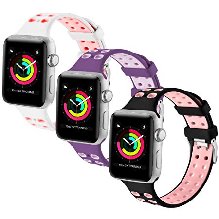 KOLEK Bands Compatible with Apple Watch 40mm / 44mm / 38mm / 42mm, Soft Durable Silicone Sport Replacement Strap Compatible with iWatch Series 4/3/2/1 Eco-Friendly Materials, Multi Colors Available