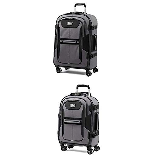 Travelpro Bold Expandable Spinner Luggage (21" Carry-on   26"Checked-Medium, Gray/Black)