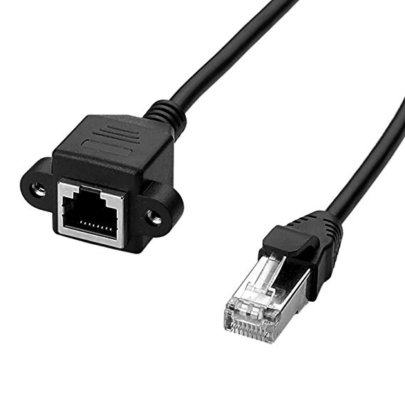 Ethernet Extension Cable, ANRANK EC45030AK RJ45 Male to Female Ethernet Lan Network Extension Cable Black - 1FT/0.3M