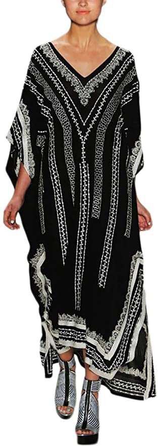 Bsubseach Women Beachwear Turkish Kaftans Long Swimsuit Cover up Caftan Beach Dress