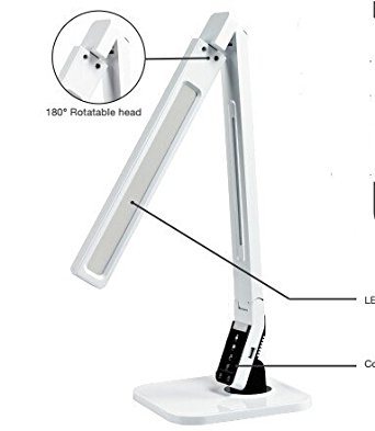 BlitzWolf LED Desk Lamp, 48 Bulbs 4 Modes Brightness Foldable Touch Sensitive Control Panel Eye Care Warm White Dimmable Soft Light   5V/2.1A USB Charge Port for Bedroom, Reading (Piano White)
