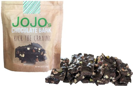 JOJO's, Guilt Free 70% Dark Chocolate Bark, All Natural Protein Raw Nuts and Dried Cranberries, 1.2oz Bars, 7 Count