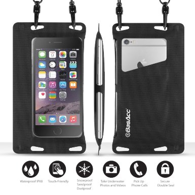 Universal Waterproof Case BasAcc IPX8 Certified Waterproof Bag w Built-in Card Slot for iPhone 66SSE Samsung Galaxy S7 Edge and Smartphone Up to 55quot - Easy InstallationDouble Sealing Black