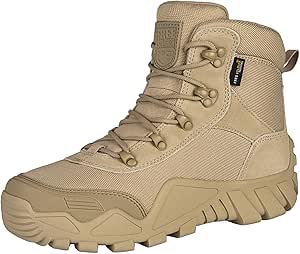 FREE SOLDIER Men's Waterproof Hiking Boots Tactical Work Boots Outdoor Lightweight Military Boots