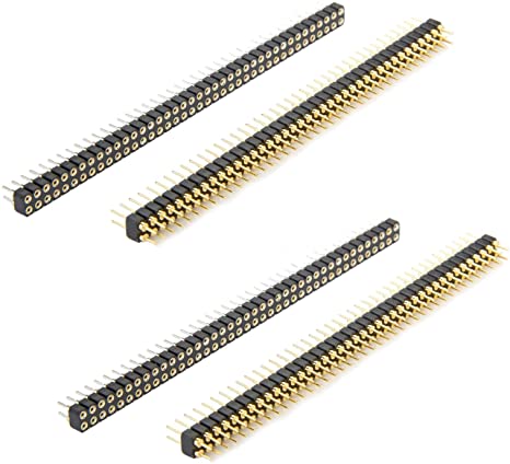 DIYhz Male and Female Pin Header (2pair) Gold Plated (ROHS) Double Row Round Pin 240 40P Straight Needle PCB Pin Header 2.54 mm Male Pin Header Connector Gold used in the computer and breadboard