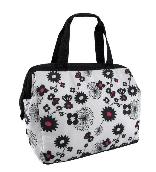 Thermos Raya Insulated Black Floral 9 Can Duffle Bag