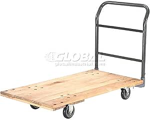 Global Industrial Platform Truck w/Hardwood Deck, 48 x 24, 1000 Lb. Capacity, 5" Polyurethane Casters