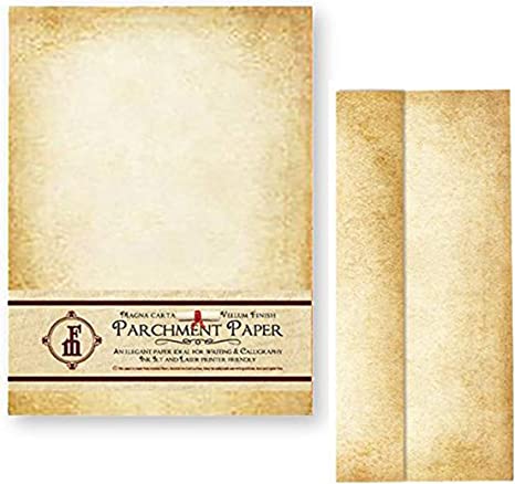Aged Parchment Paper Stationery Set with 8x11" paper and matching #10 envelopes- 20/20