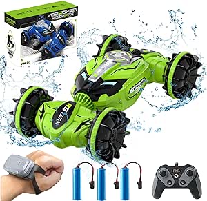 GoolRC Remote Control Car, Gesture Sensing RC Stunt Car 2.4GHz 4 WD Transform Off Road for 360° Rotating 2 in 1 Land and Water Mode RC Stunt Car Toys for 6-12 yr Boys&Girls