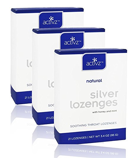 Activz, Silver Lozenges with Honey and Mint, 21 Lozenges, 3.4 oz (95 g) (Pack of 3)