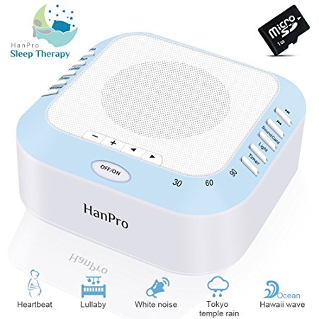 White Noise Machine With 5 Natural Sound Options, Nighttime Light & Auto-Timer Function, Idea for Tinnitus Sufferers, Light-sleepers & Infants etc.