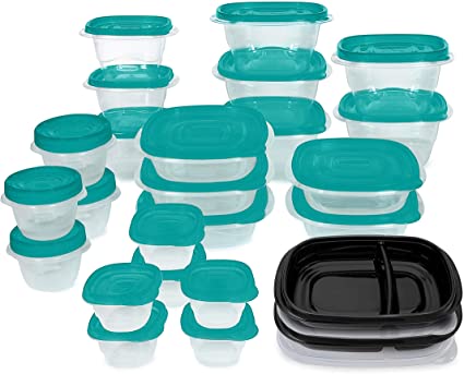 Rubbermaid TakeAlongs Meal Prep 50-Piece Food Storage Containers, Teal
