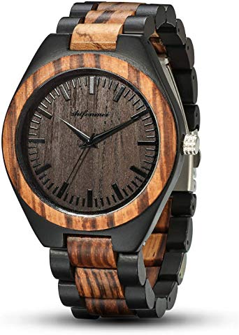 Wood Watches, shifenmei Natural Handmade Wooden Watch Analog Japanese Quartz Movement Wood Watch Mens with Exquisite Box