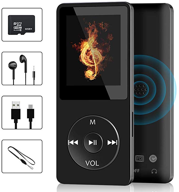 MP3 Music Player, Wodgreat MP3 Player with 32GB TF Card HIFI Sound Multifunctional MP4 Player for Sports with FM Radio Voice Recorder Video E-Book Up to 30 Hours Playtime Support up 128GB